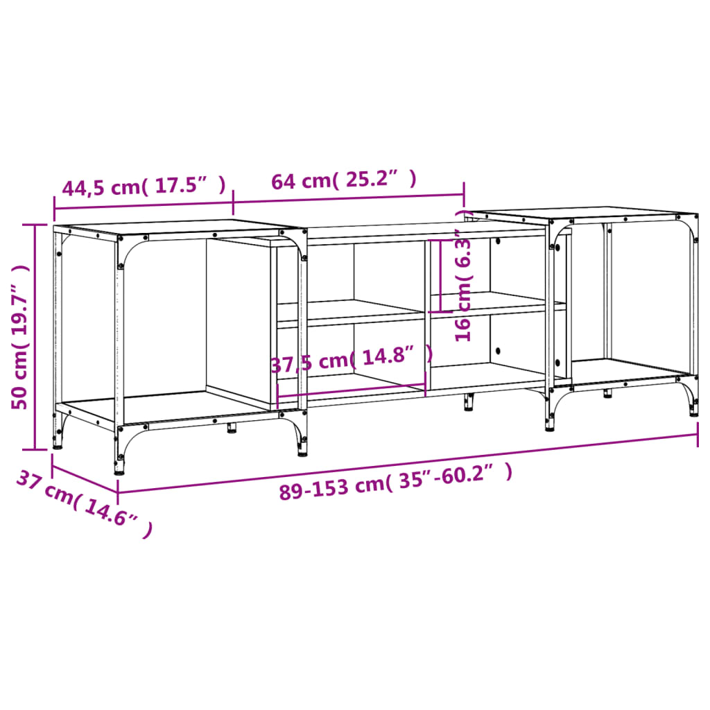 vidaXL TV Cabinet Brown Oak 153x37x50 cm Engineered Wood