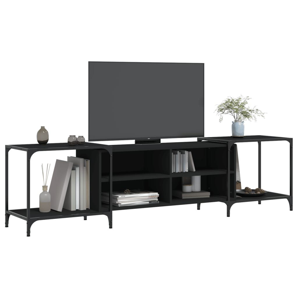 vidaXL TV Cabinet Black 203x37x50 cm Engineered Wood