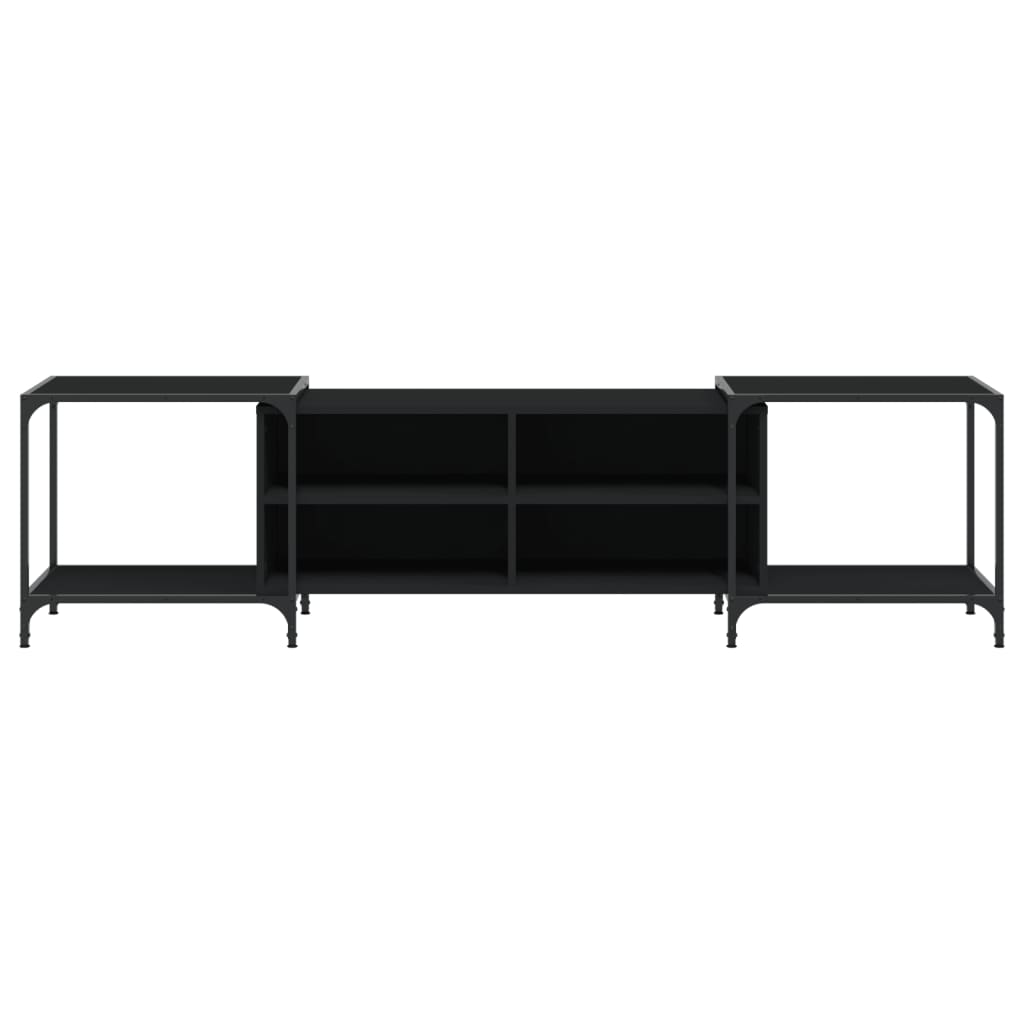 vidaXL TV Cabinet Black 203x37x50 cm Engineered Wood