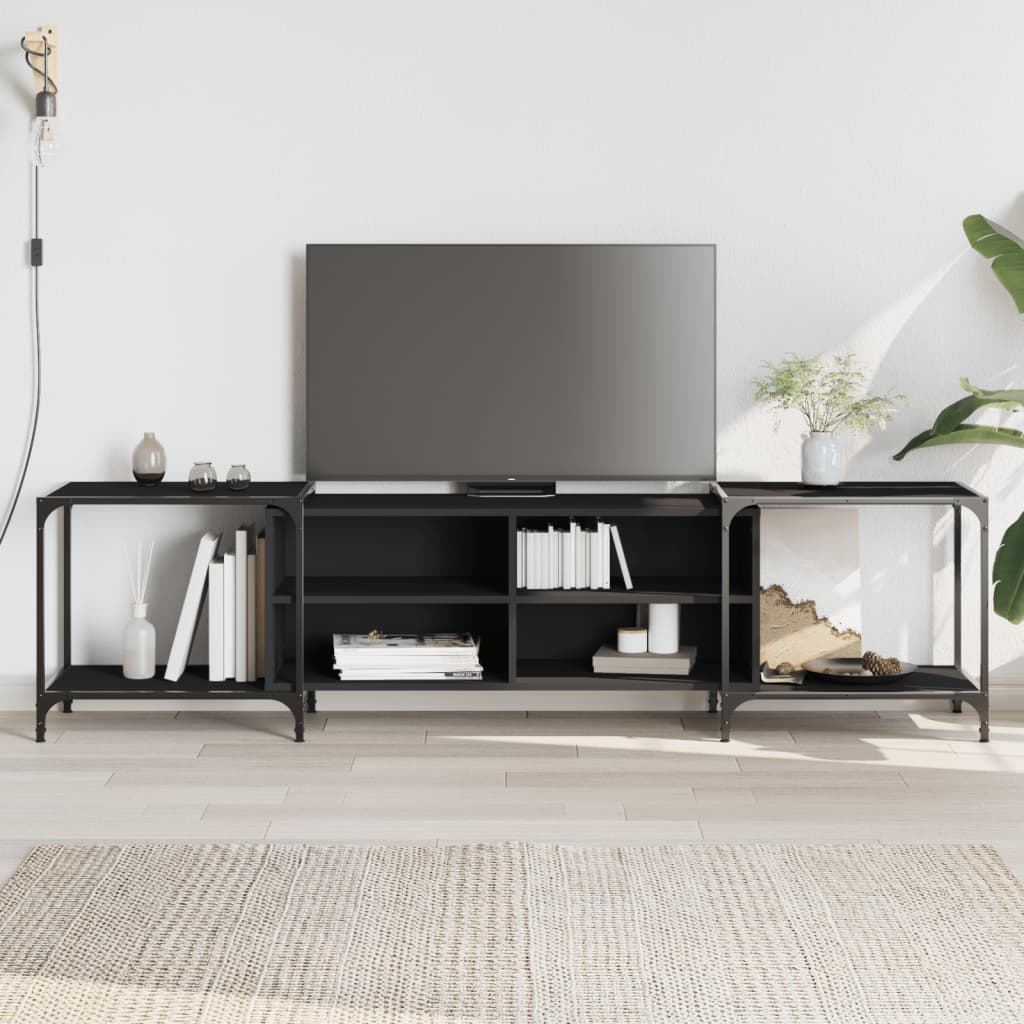 vidaXL TV Cabinet Black 203x37x50 cm Engineered Wood