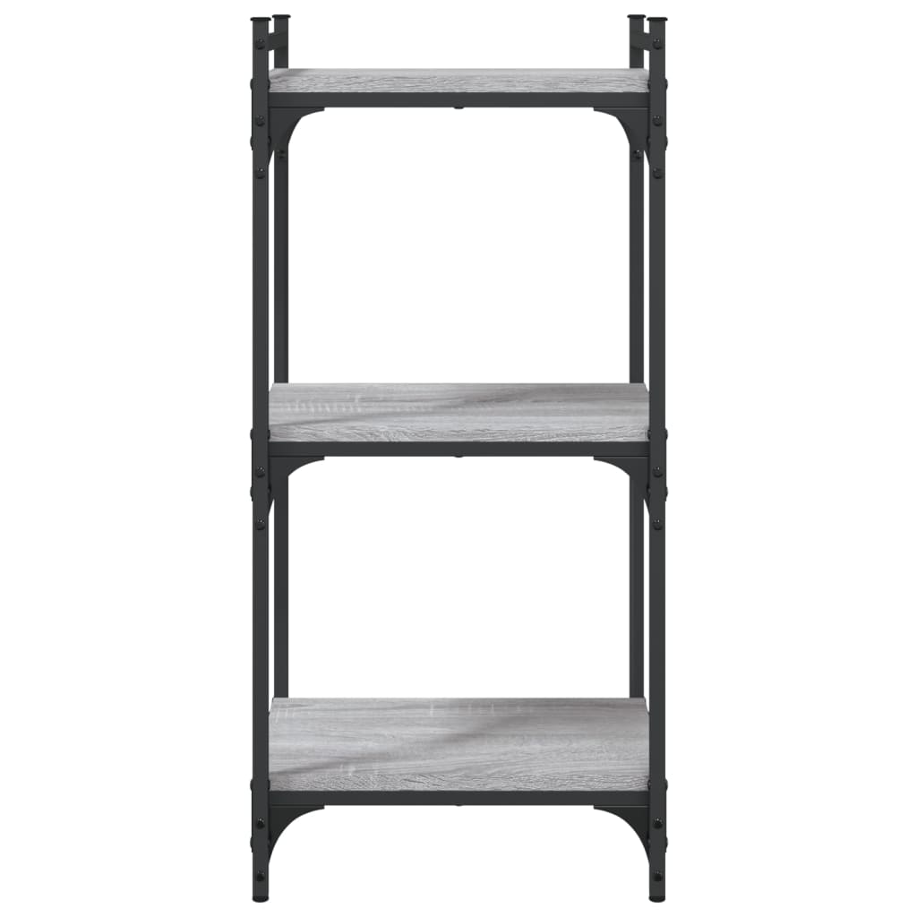 Bookcase 3-Tier Grey Sonoma 40x30x86 cm Engineered Wood