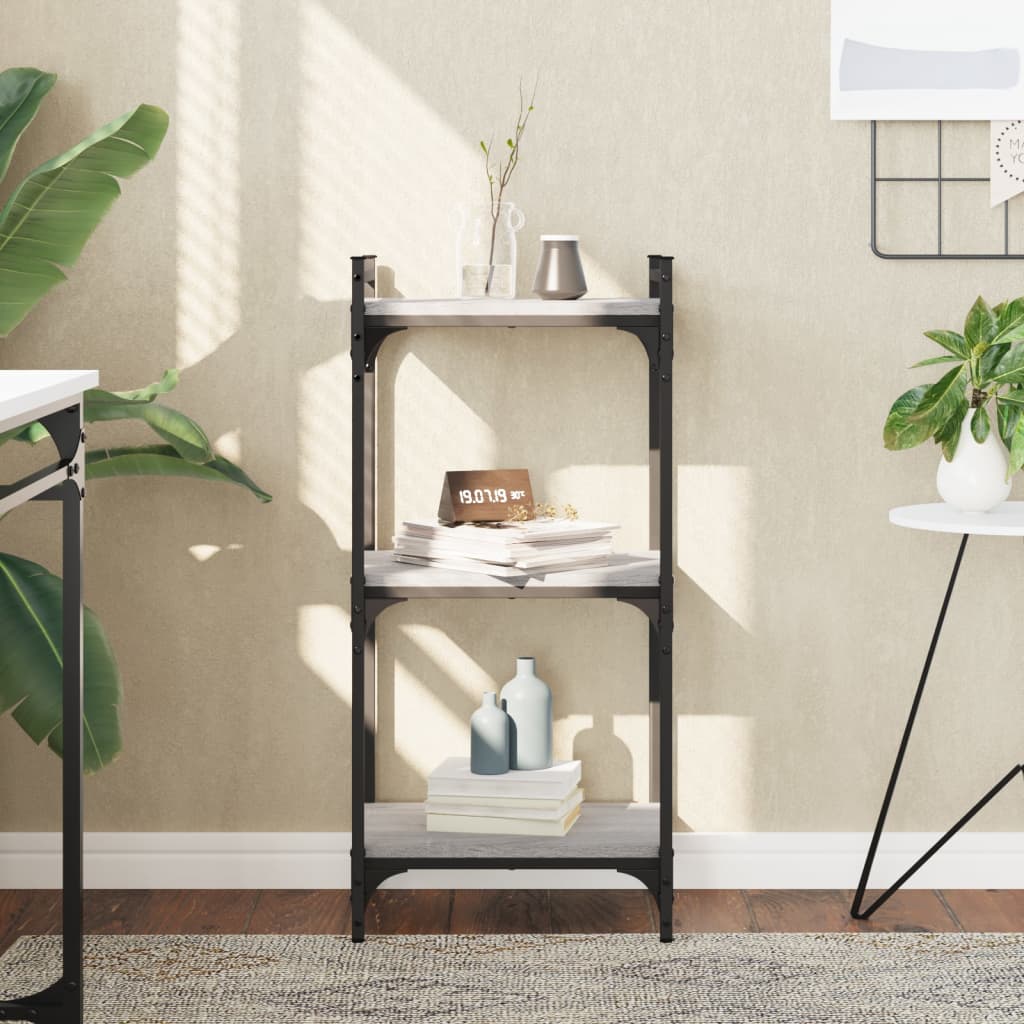Bookcase 3-Tier Grey Sonoma 40x30x86 cm Engineered Wood