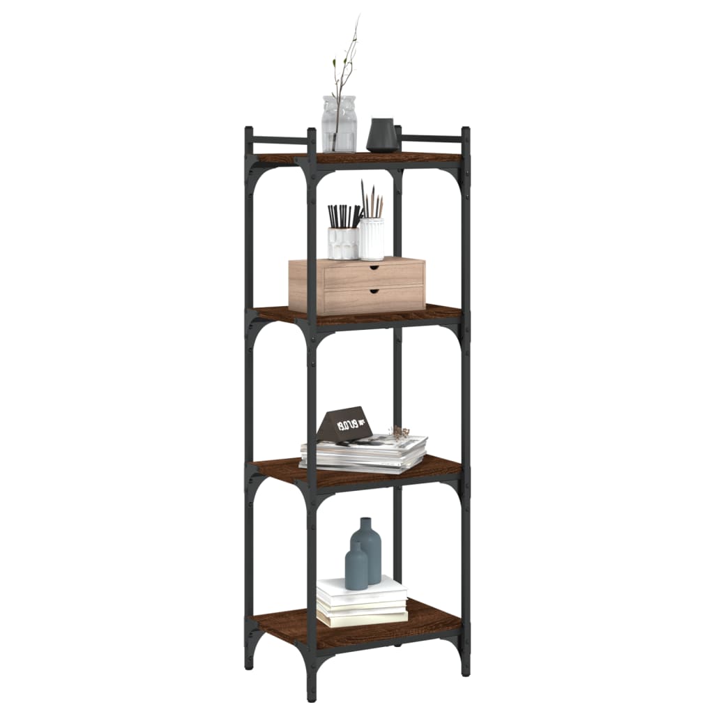 Bookcase 4-Tier Brown Oak 40x30x120 cm Engineered Wood