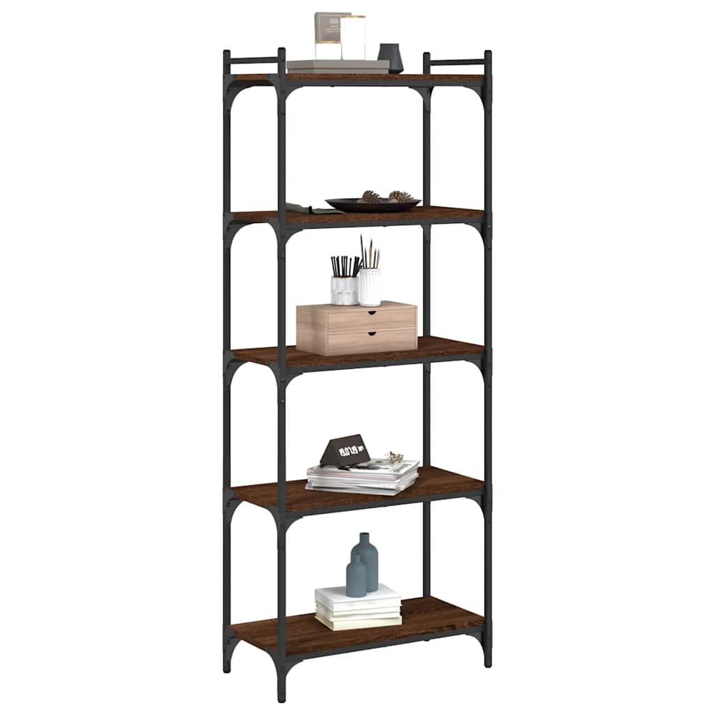 Bookcase 5-Tier Brown Oak 60x30x154 cm Engineered Wood