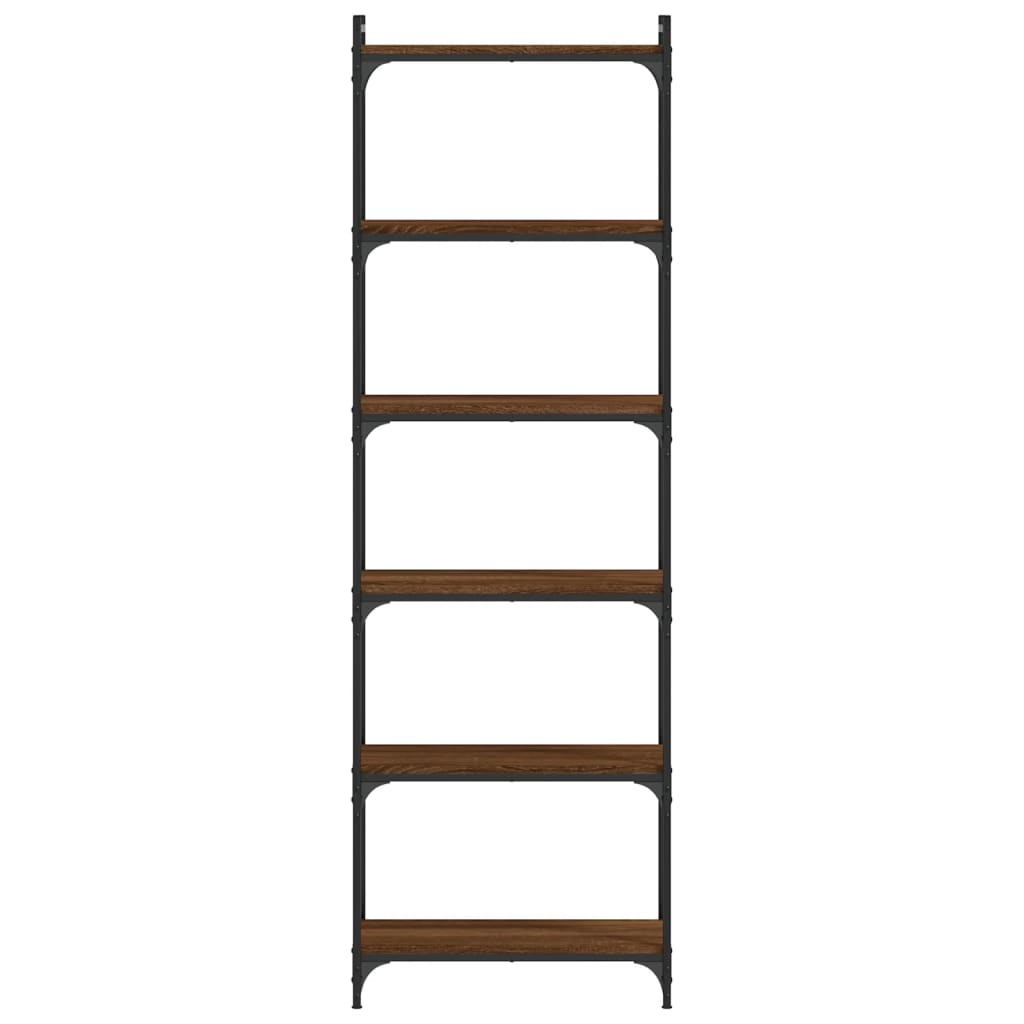 Bookcase 6-Tier Brown Oak 60x30x188 cm Engineered Wood