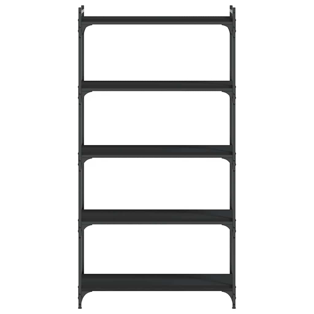 Bookcase 5-Tier Black 80x30x154 cm Engineered Wood