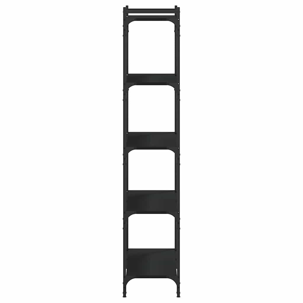 Bookcase 5-Tier Black 80x30x154 cm Engineered Wood