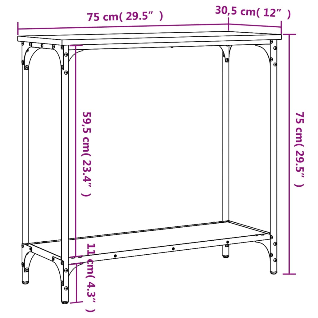 Console Table Grey Sonoma 75x30,5x75 cm Engineered Wood
