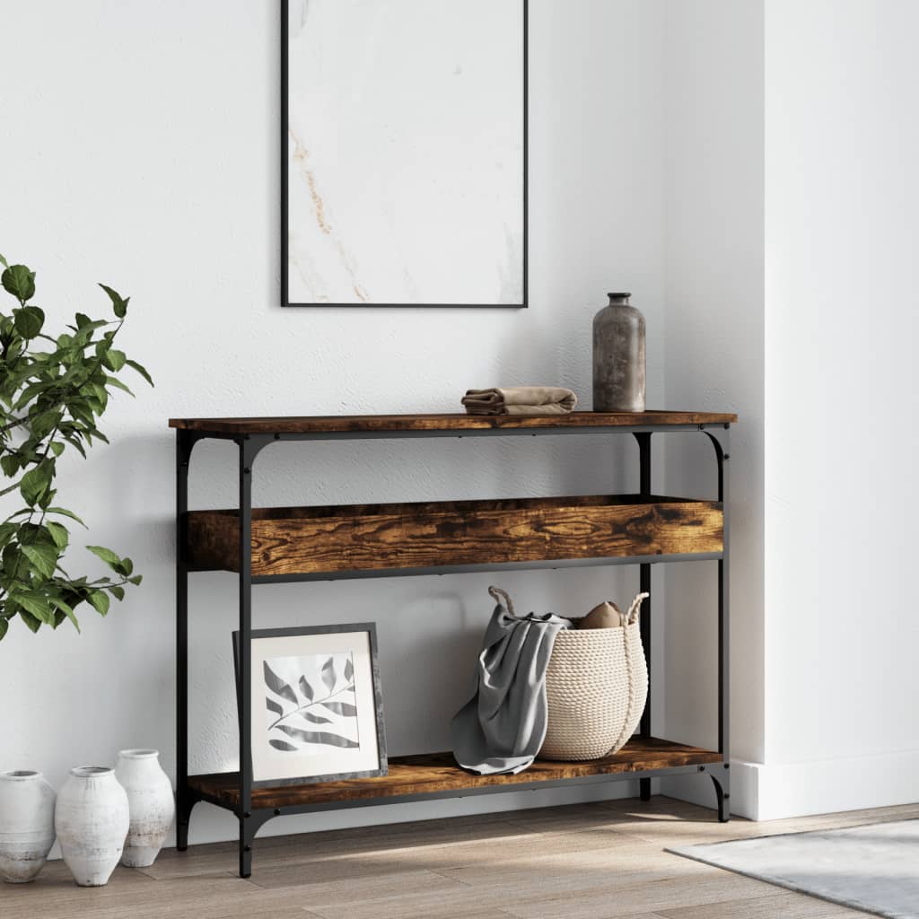 Console Table with Shelf Smoked Oak 100x29x75cm Engineered Wood
