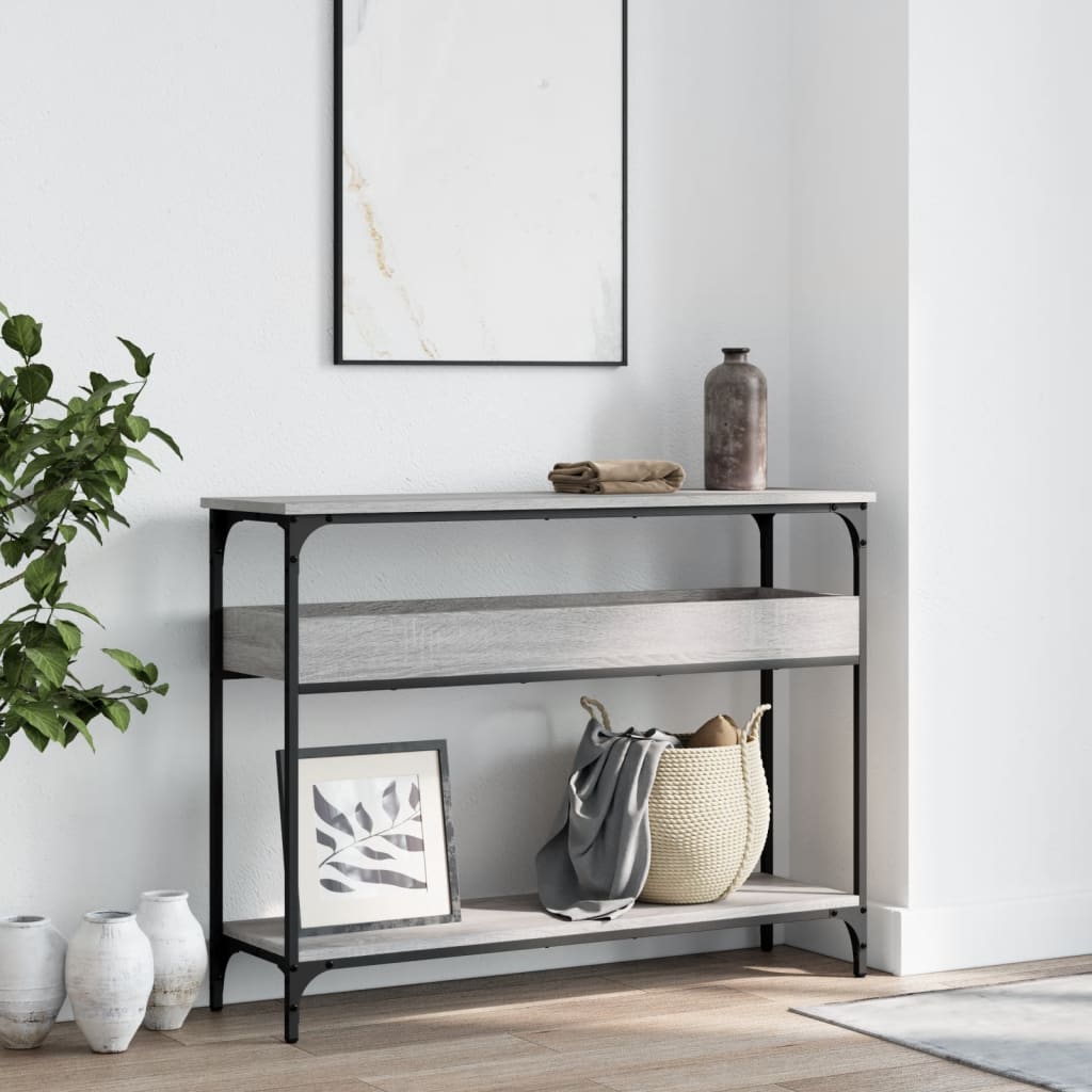 Console Table with Shelf Grey Sonoma 100x29x75 cm