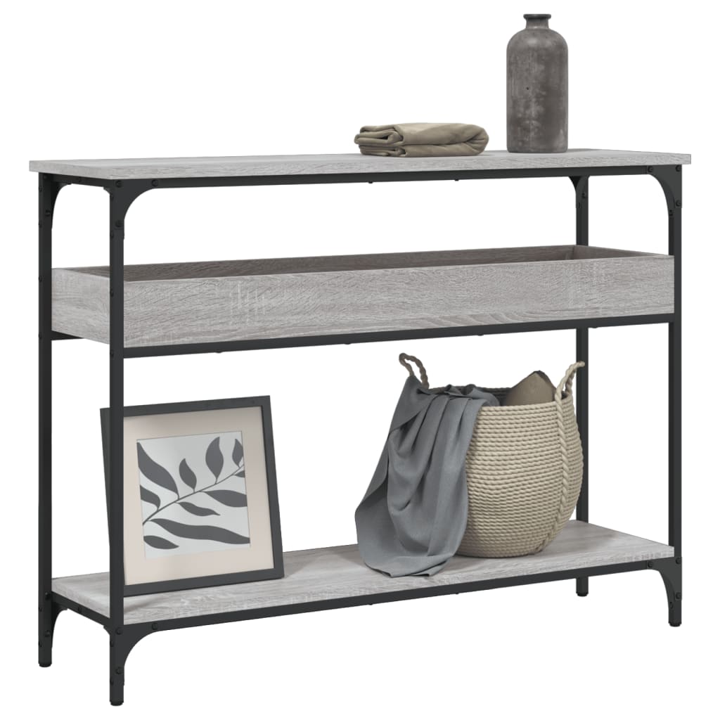 Console Table with Shelf Grey Sonoma 100x29x75 cm