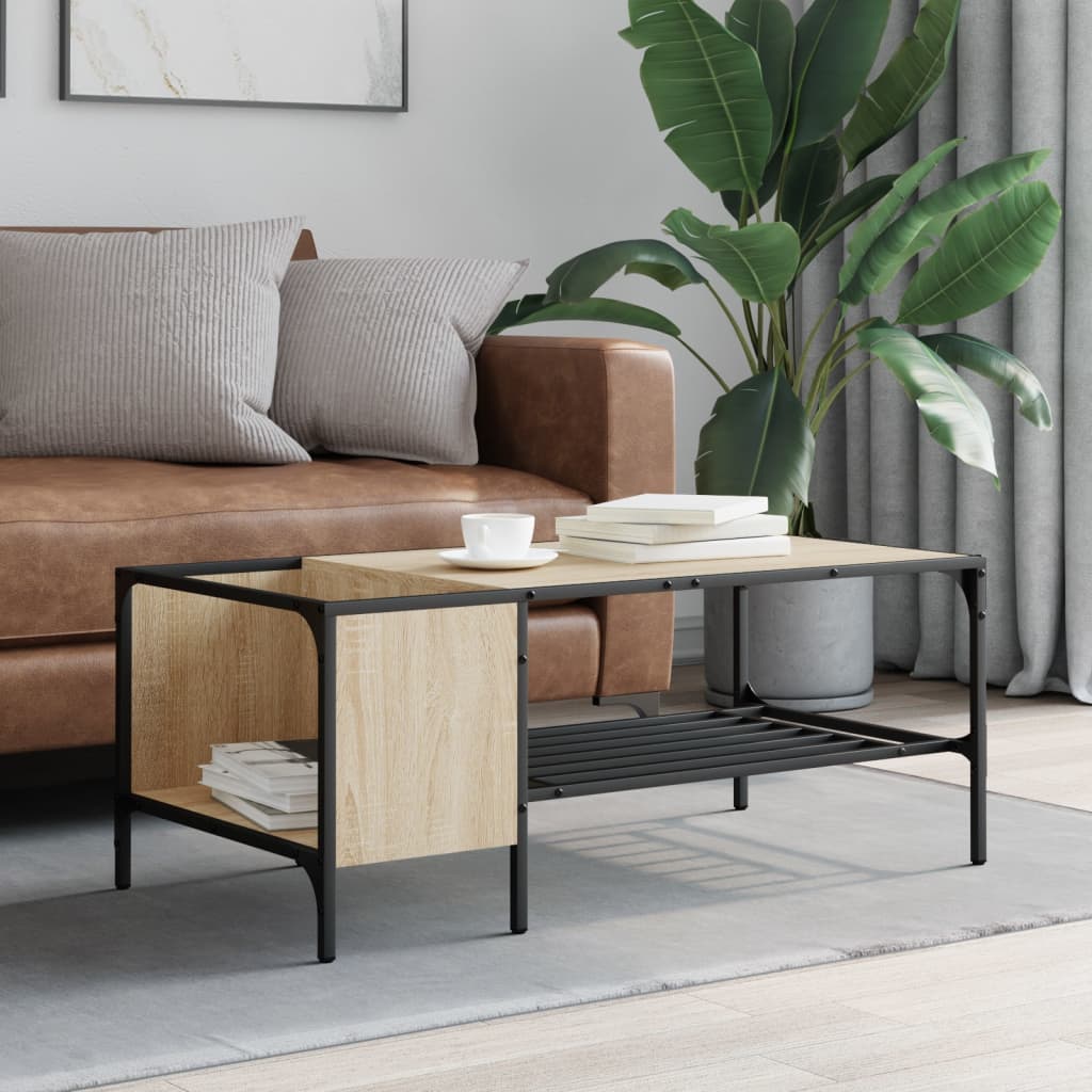 Coffee Table with Rack Sonoma Oak 100x51x40 cm Engineered Wood