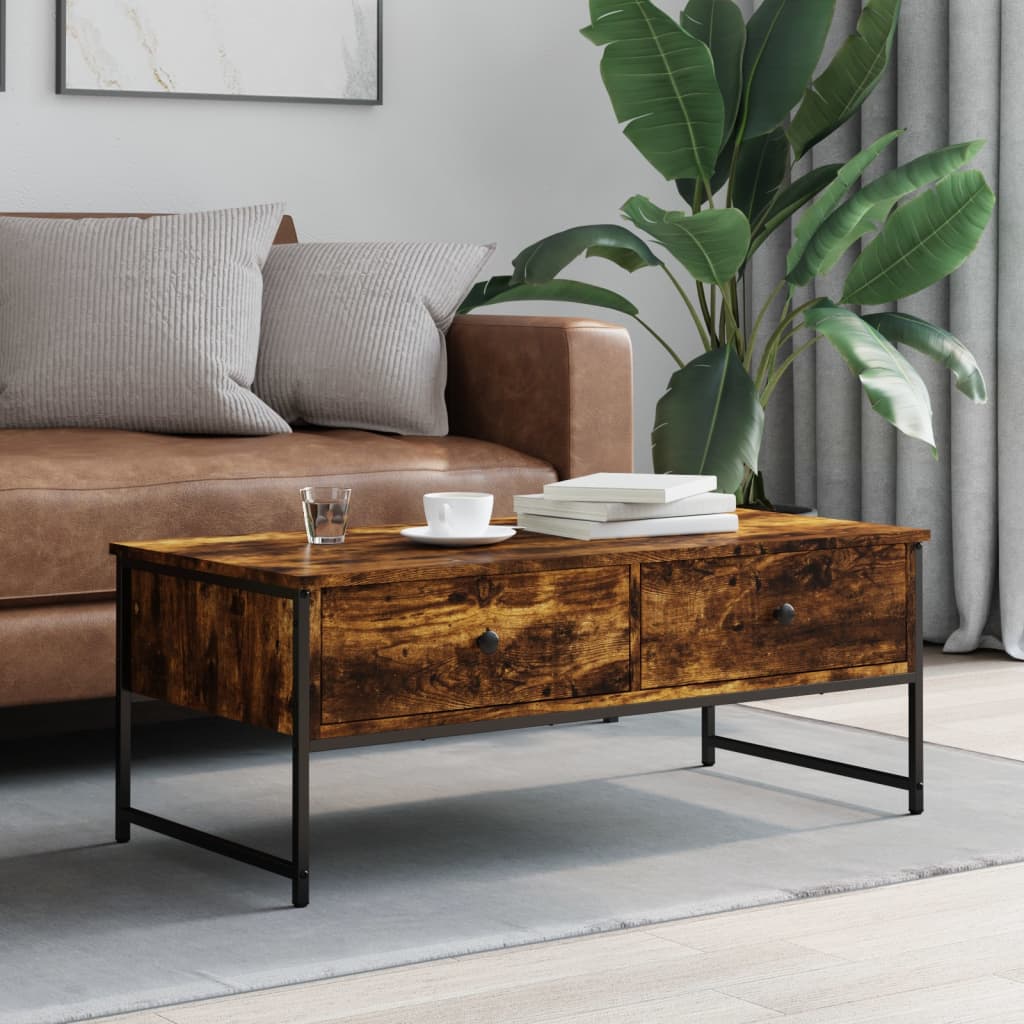 Coffee Table Smoked Oak 101x49x39,5 cm Engineered Wood