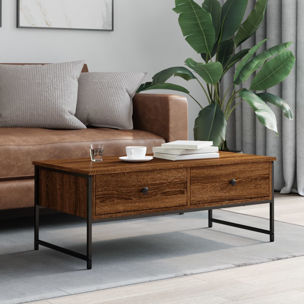 Coffee Table Brown Oak 101x49x39,5 cm Engineered Wood