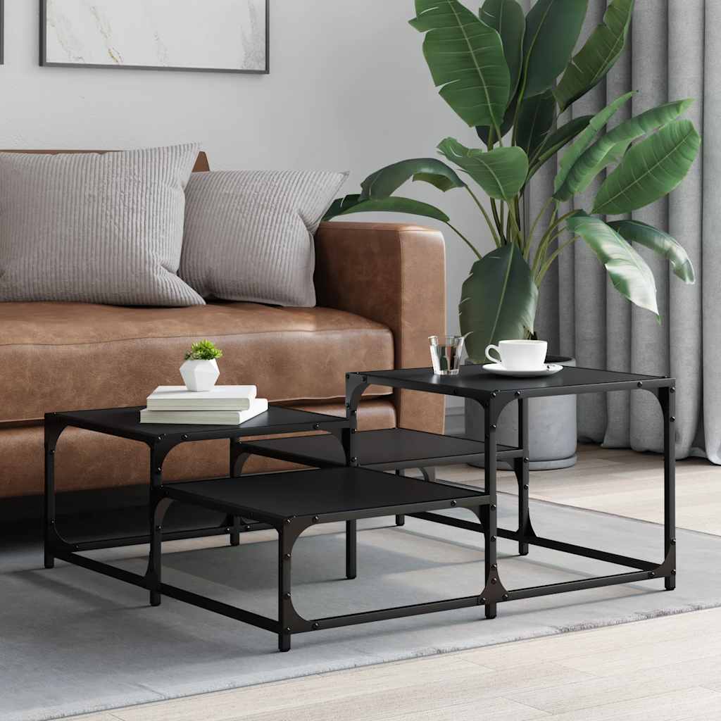 Coffee Table Black 87,5x87,5x40 cm Engineered Wood