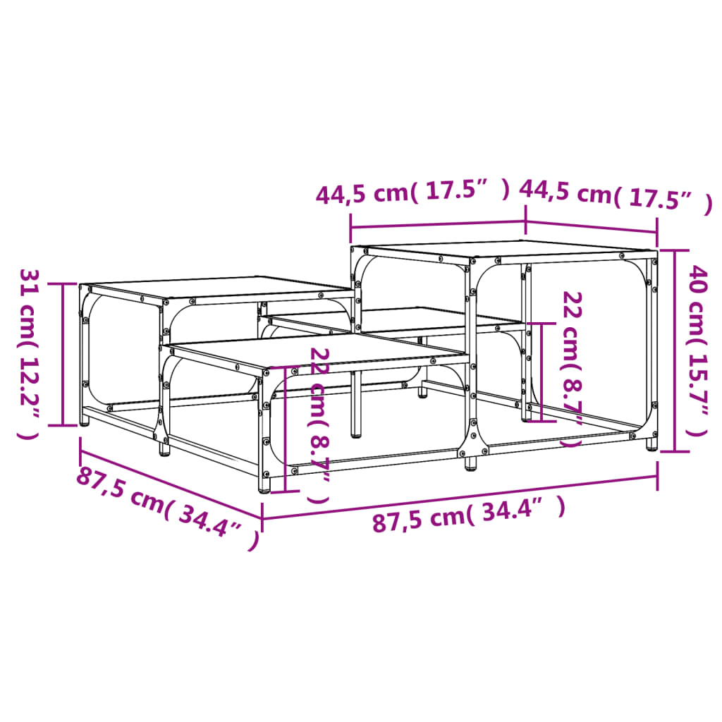 Coffee Table Sonoma Oak 87,5x87,5x40 cm Engineered Wood