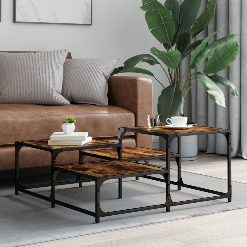 Coffee Table Smoked Oak 87,5x87,5x40 cm Engineered Wood