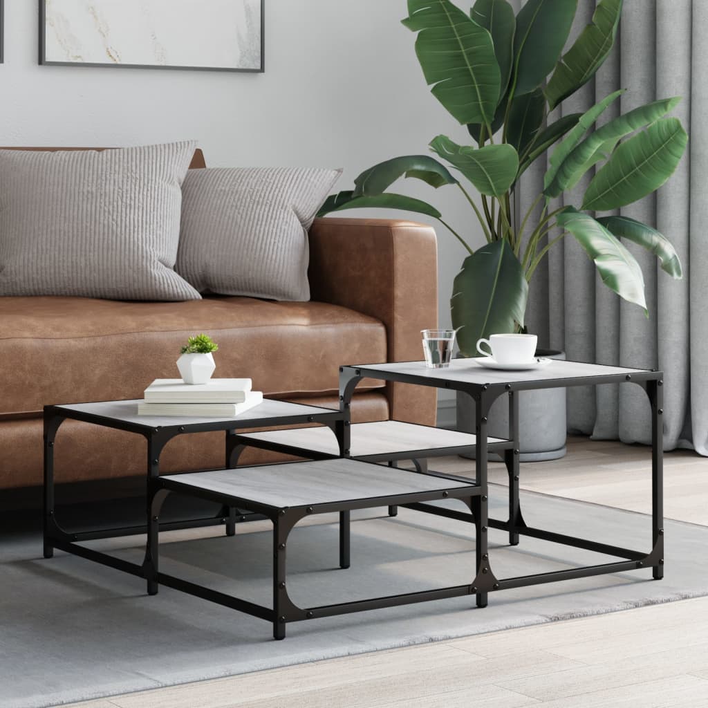 Coffee Table Grey Sonoma 87,5x87,5x40 cm Engineered Wood