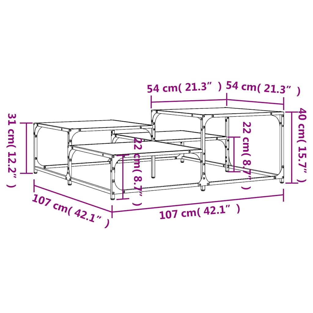 Coffee Table Black 107x107x40 cm Engineered Wood
