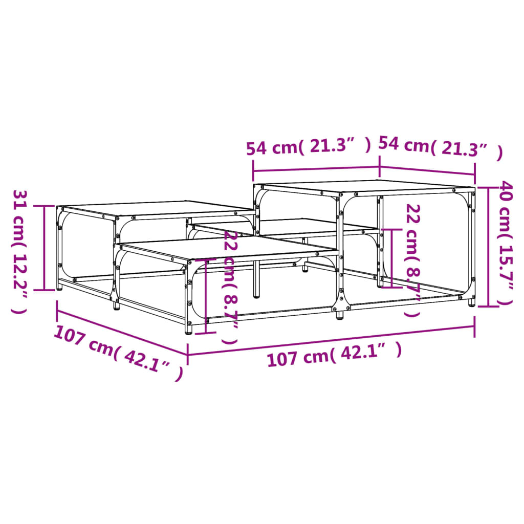 Coffee Table Sonoma Oak 107x107x40 cm Engineered Wood