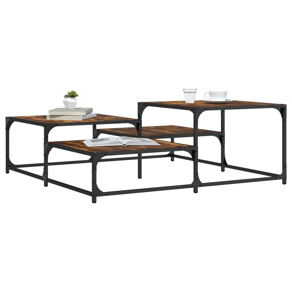 Coffee Table Smoked Oak 107x107x40 cm Engineered Wood