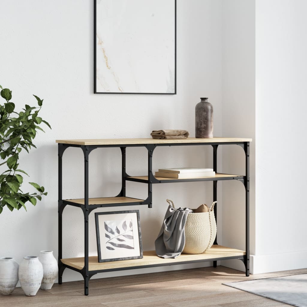 vidaXL Console Table with Shelves Sonoma Oak 100x35x75 cm