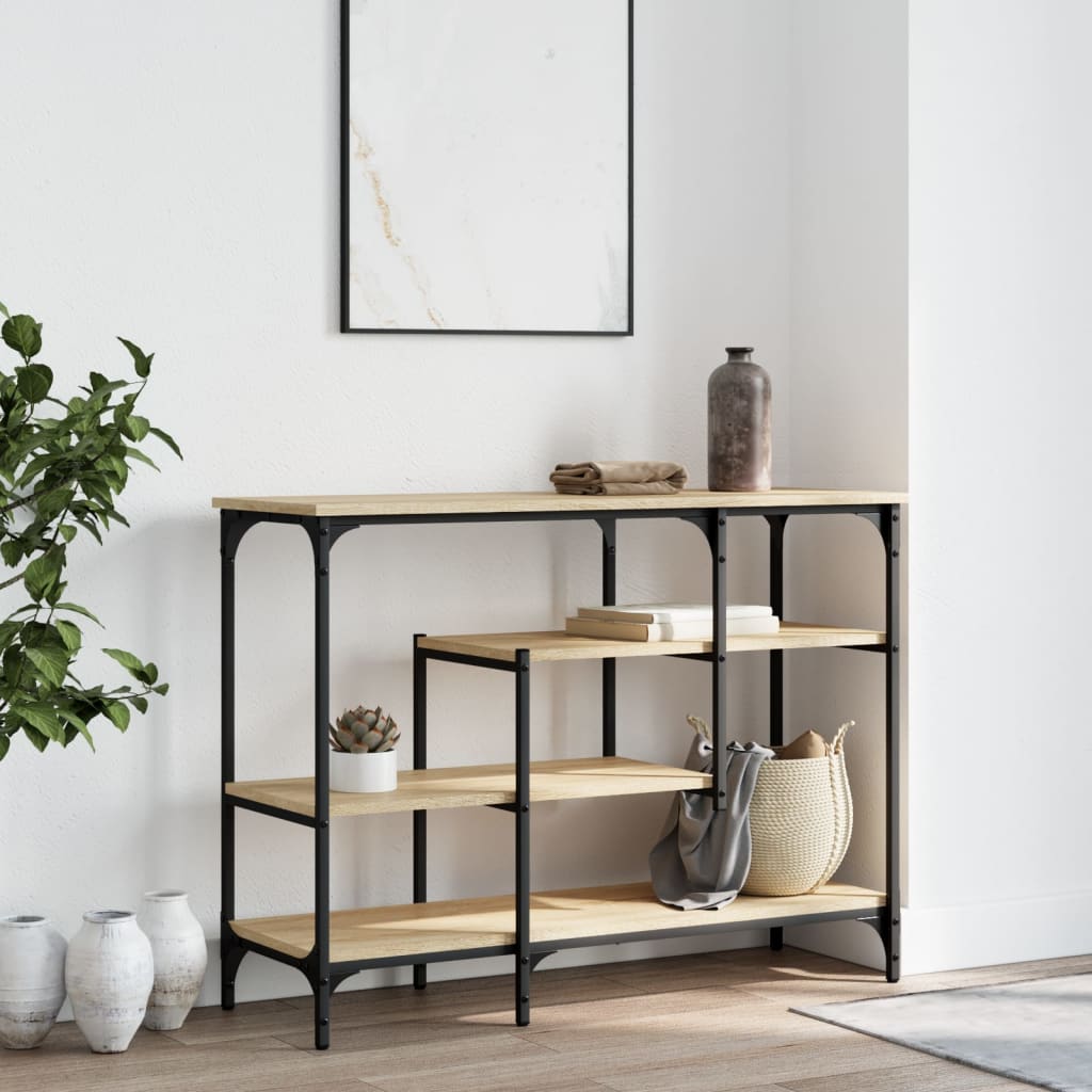 vidaXL Console Table with Shelves Sonoma Oak 100x35x75 cm