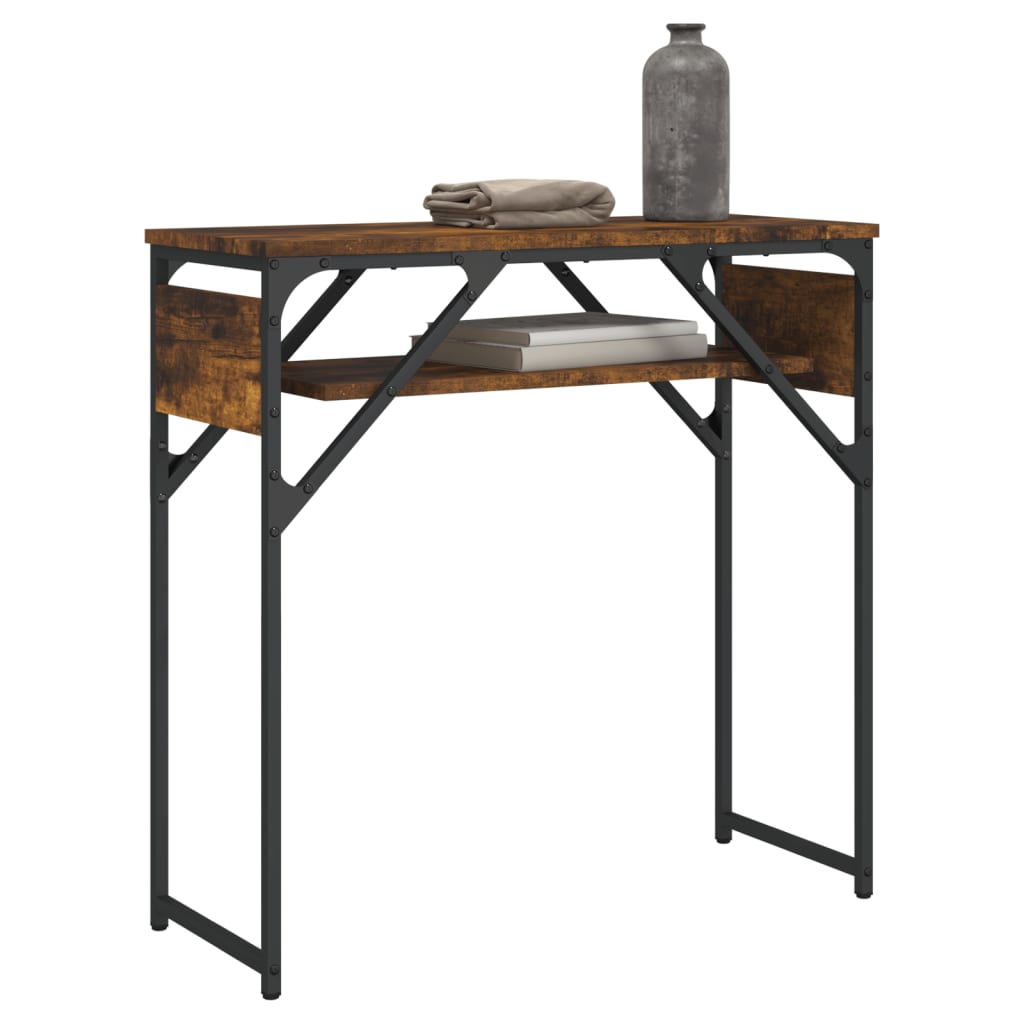 Console Table with Shelf Smoked Oak 75x30x75cm Engineered Wood