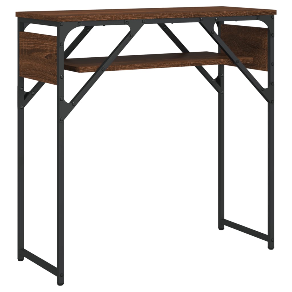 Console Table with Shelf Brown Oak 75x30x75cm Engineered Wood