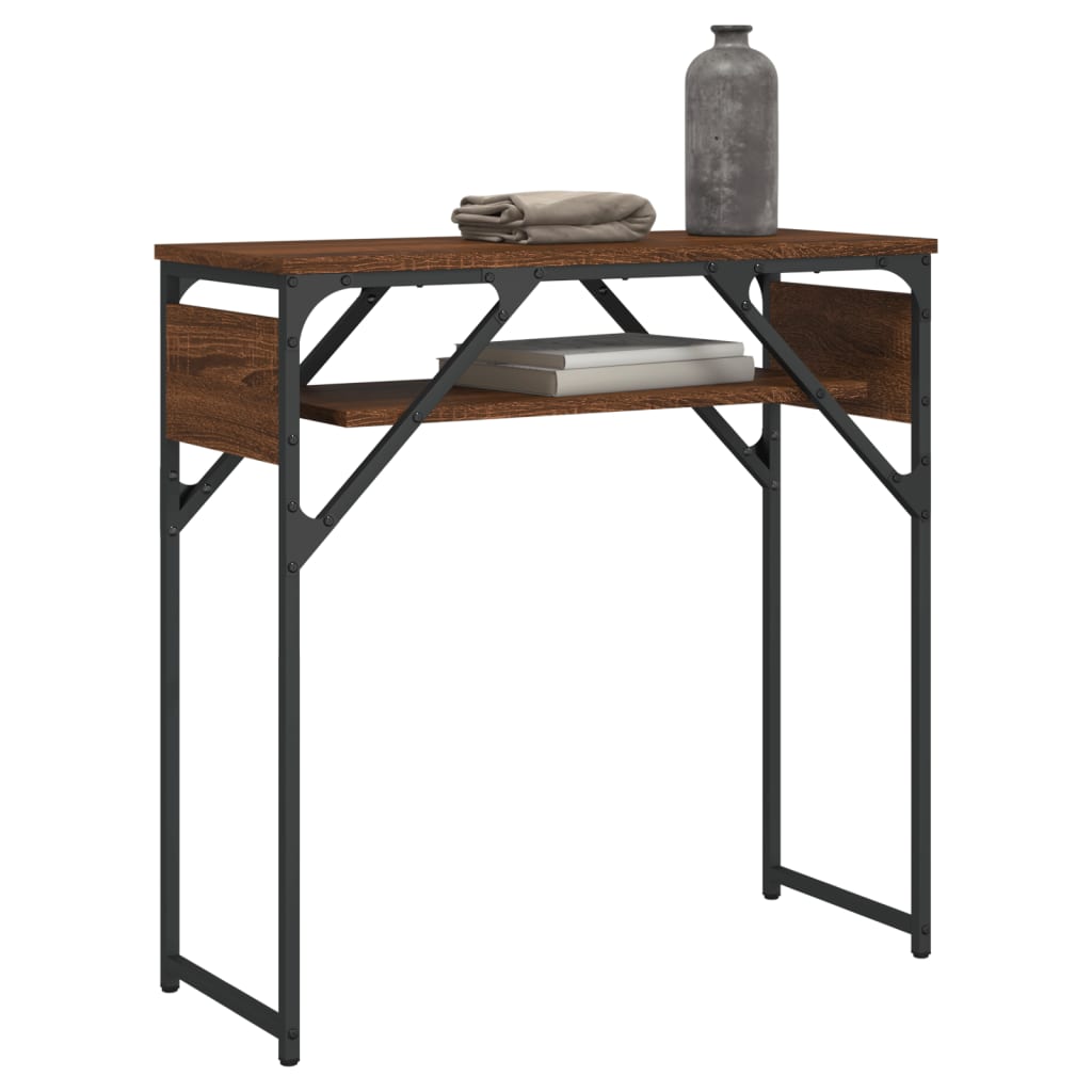 Console Table with Shelf Brown Oak 75x30x75cm Engineered Wood