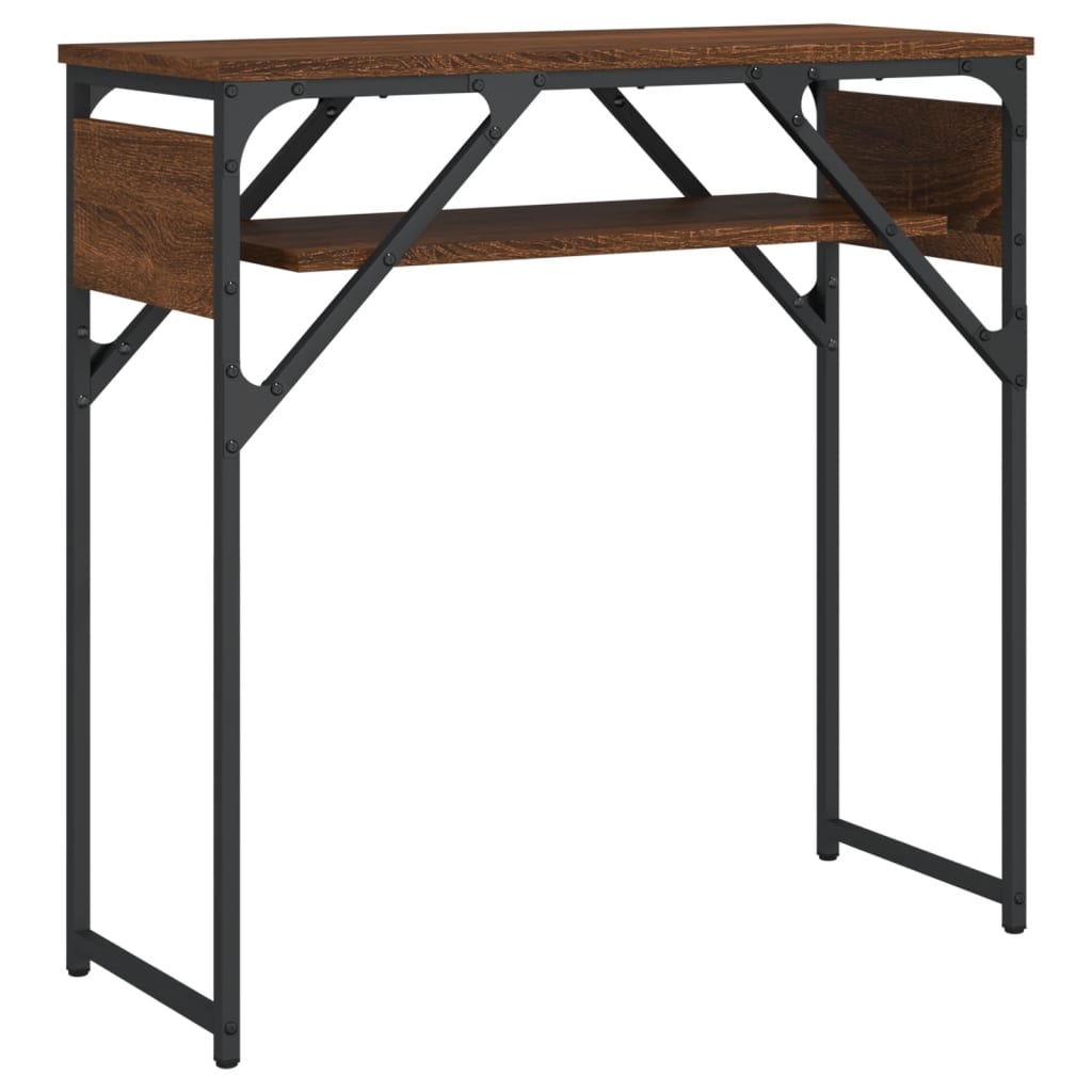 Console Table with Shelf Brown Oak 75x30x75cm Engineered Wood