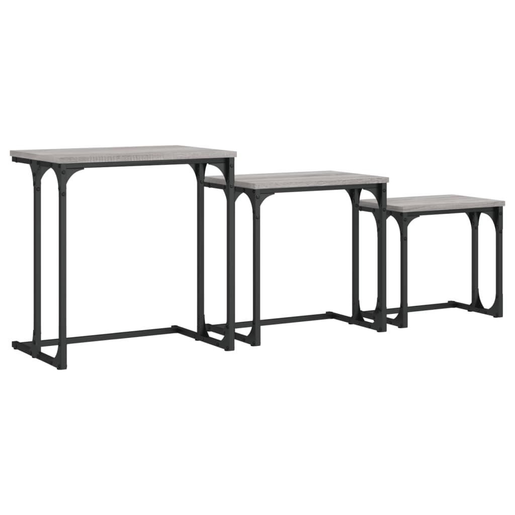 vidaXL Nesting Coffee Tables 3 pcs Grey Sonoma Engineered Wood