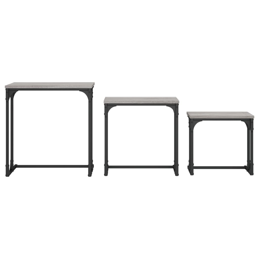 vidaXL Nesting Coffee Tables 3 pcs Grey Sonoma Engineered Wood