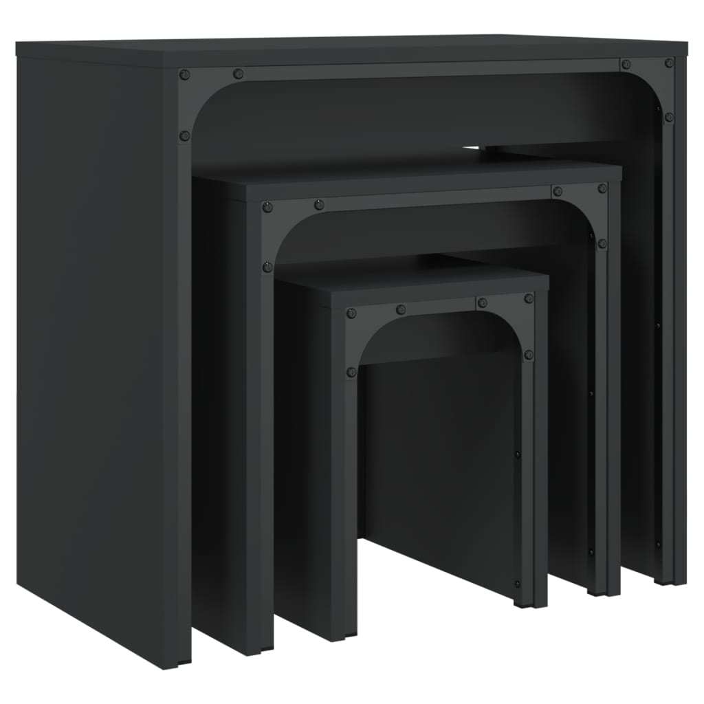 Nesting Coffee Tables 3 pcs Black Engineered Wood