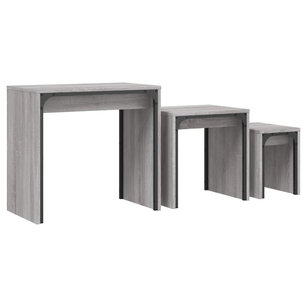 vidaXL Nesting Coffee Tables 3 pcs Grey Sonoma Engineered Wood