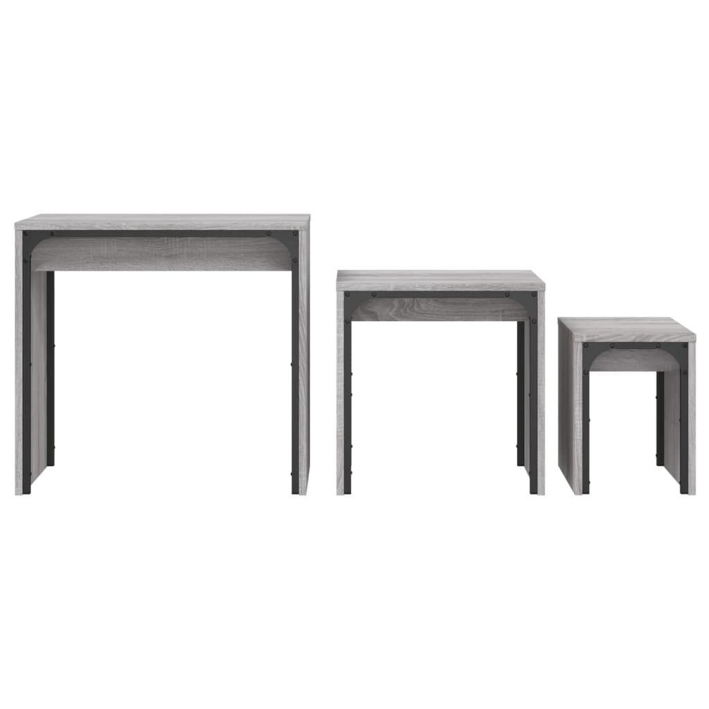 vidaXL Nesting Coffee Tables 3 pcs Grey Sonoma Engineered Wood