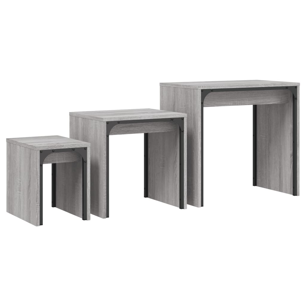 vidaXL Nesting Coffee Tables 3 pcs Grey Sonoma Engineered Wood