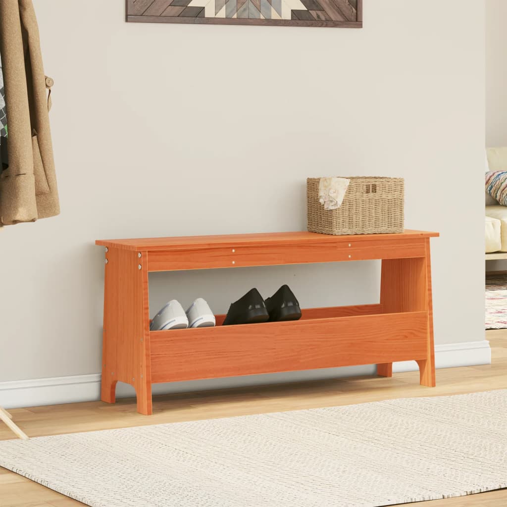 vidaXL Hall Bench Wax Brown 100x28x45 cm Solid Wood Pine