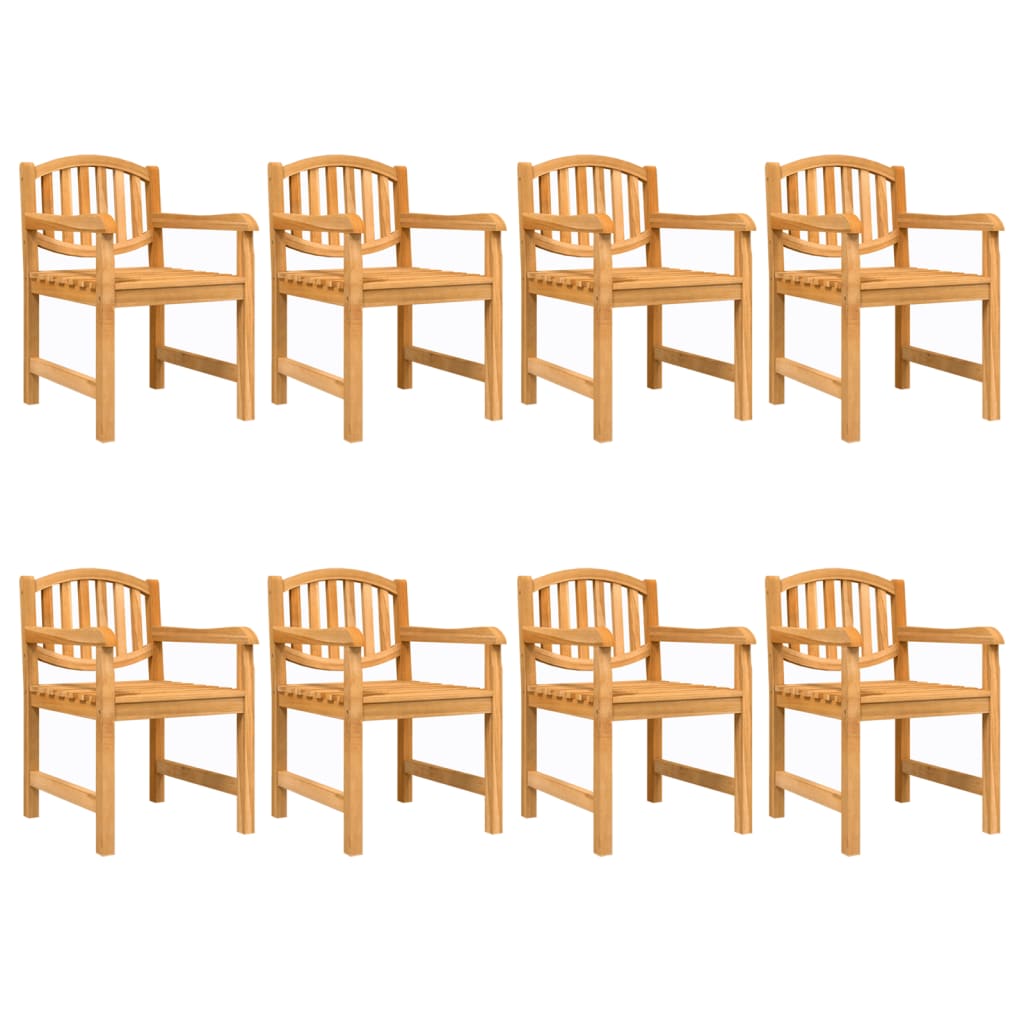 Garden Chair | Set of 8 | Natural Teak | Solid Teak Wood | Standard