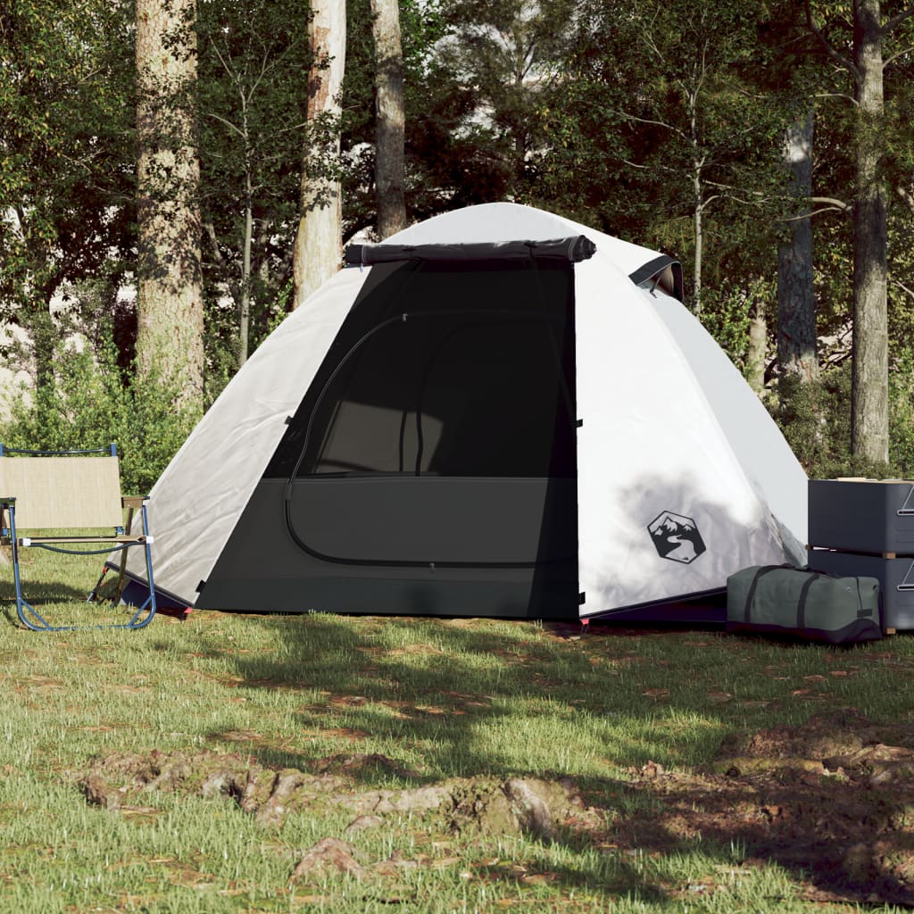 vidaXL Camping Tent Dome 2-Person White Blackout Fabric Waterproof