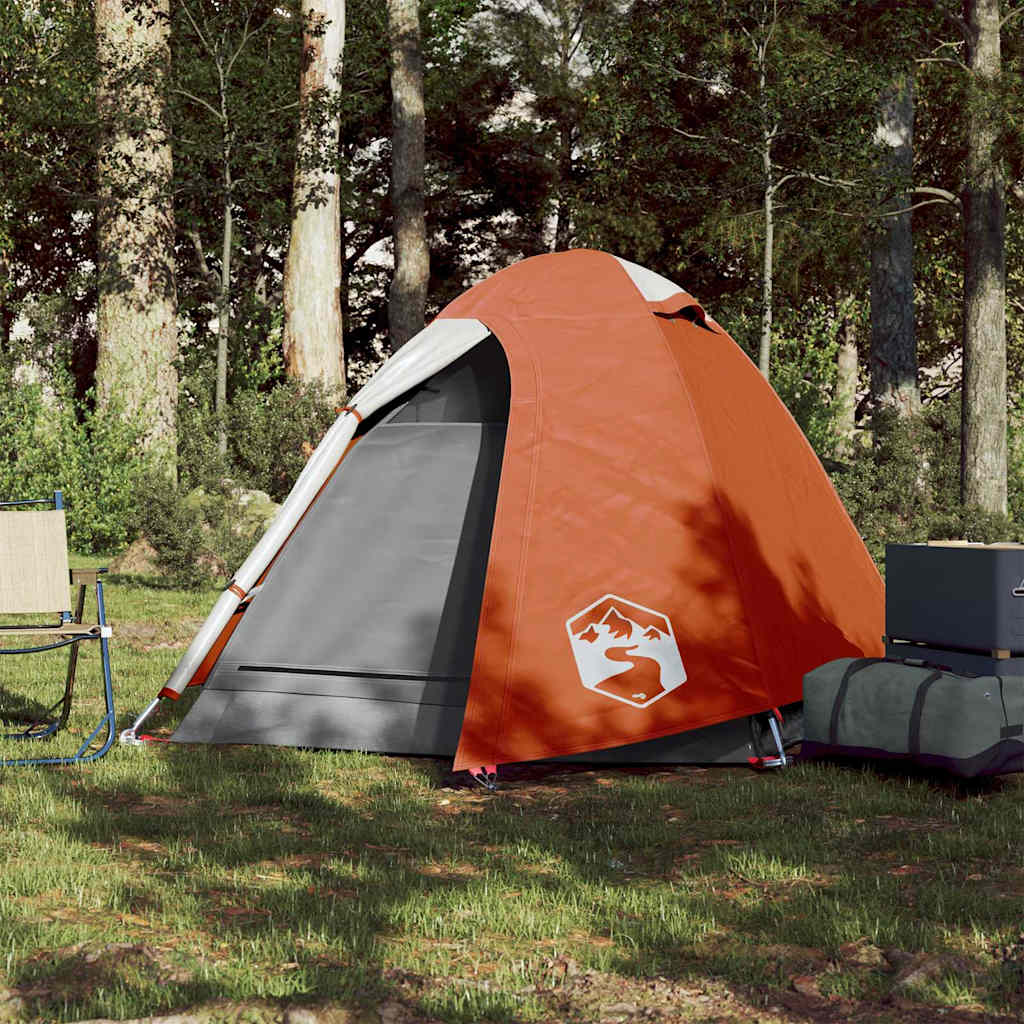 Camping Tent Dome 2-Person Grey and Orange Waterproof