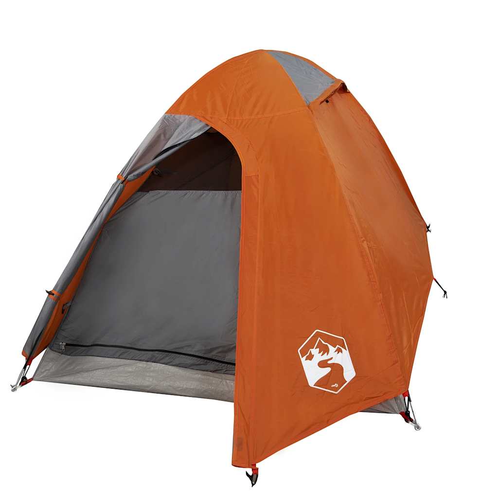 Camping Tent Dome 2-Person Grey and Orange Waterproof