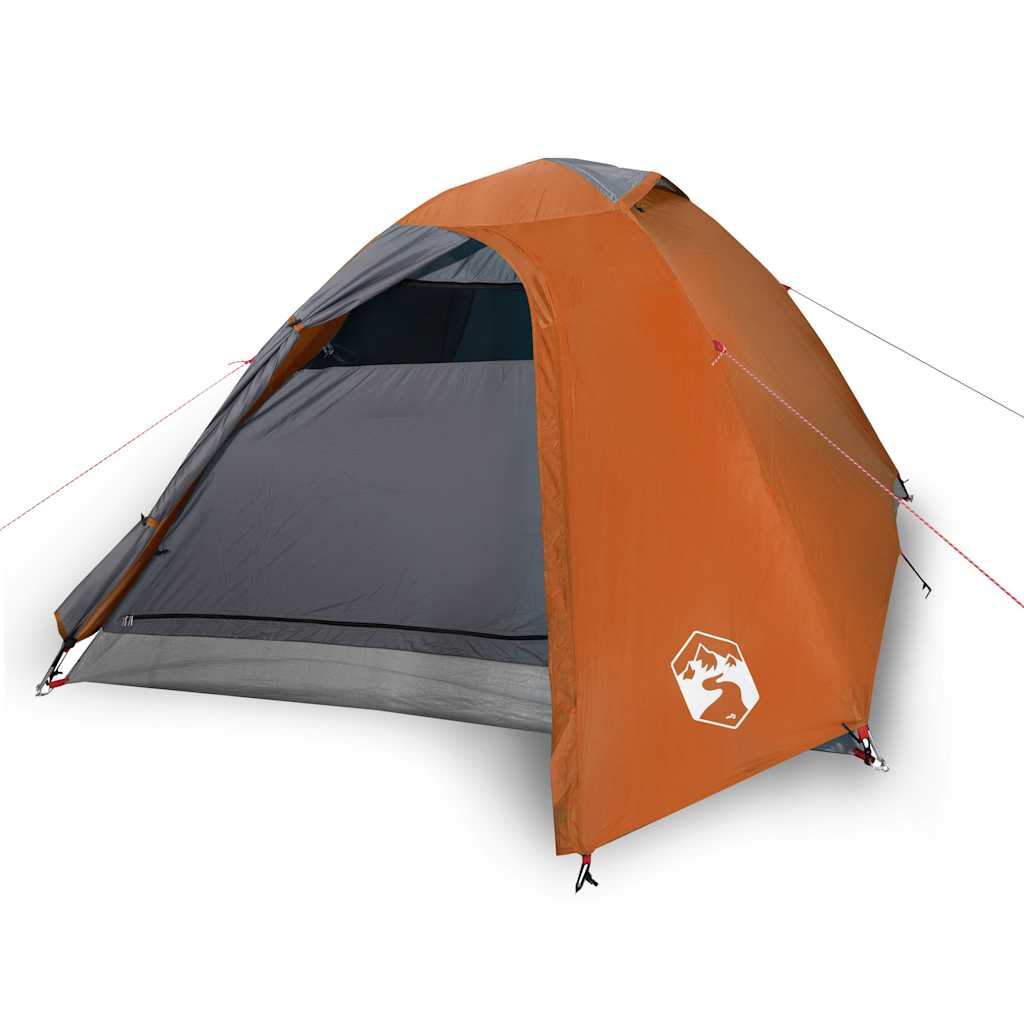 Camping Tent Dome 3-Person Grey and Orange Waterproof