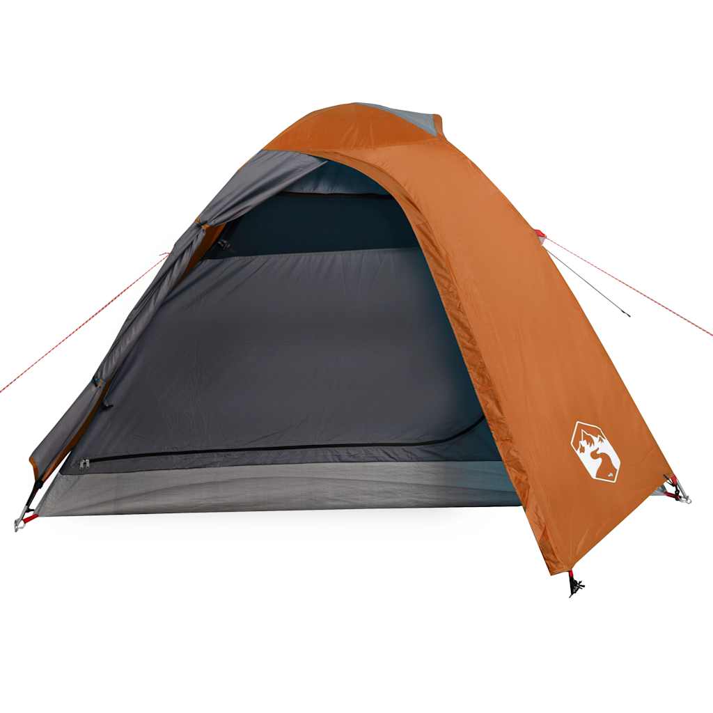 Camping Tent Dome 3-Person Grey and Orange Waterproof