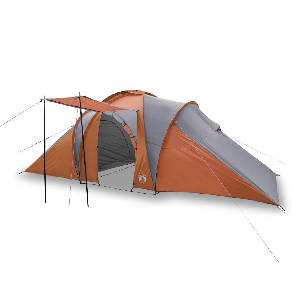 vidaXL Family Tent Dome 6-Person Grey and Orange Waterproof