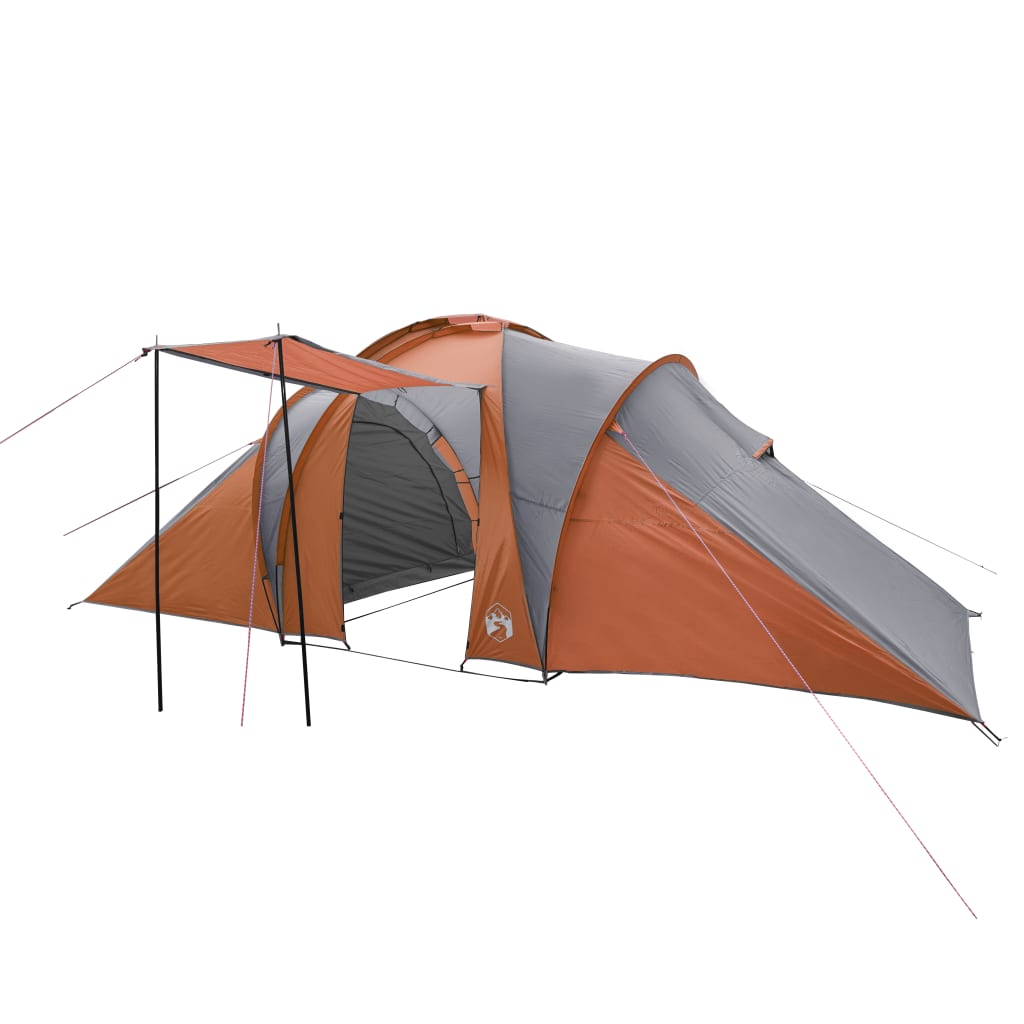 vidaXL Family Tent Dome 6-Person Grey and Orange Waterproof