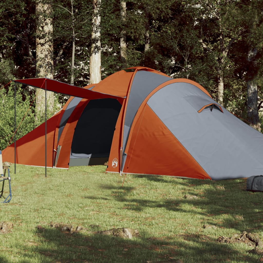 vidaXL Family Tent Dome 6-Person Grey and Orange Waterproof