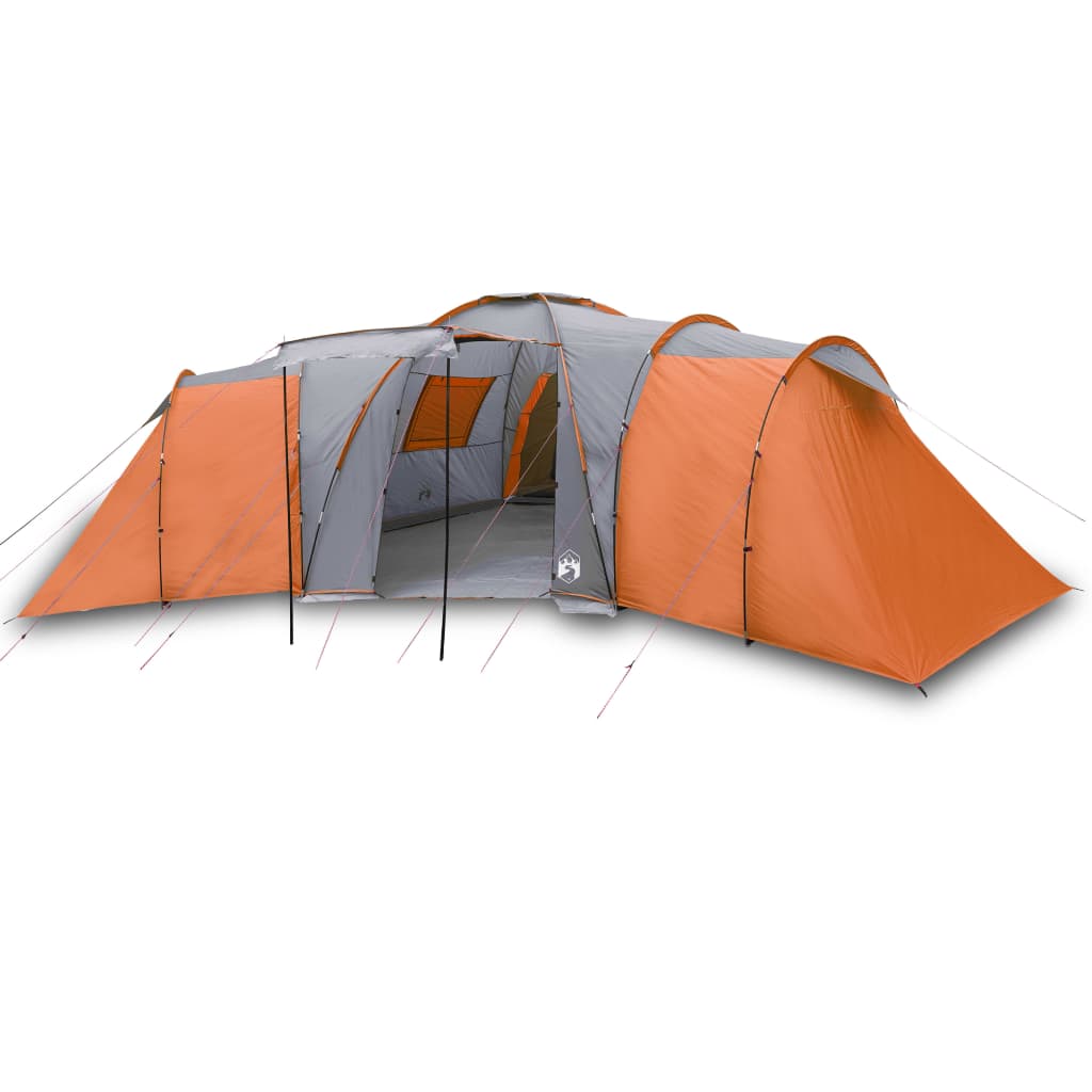 vidaXL Family Tent Dome 12-Person Grey and Orange Waterproof