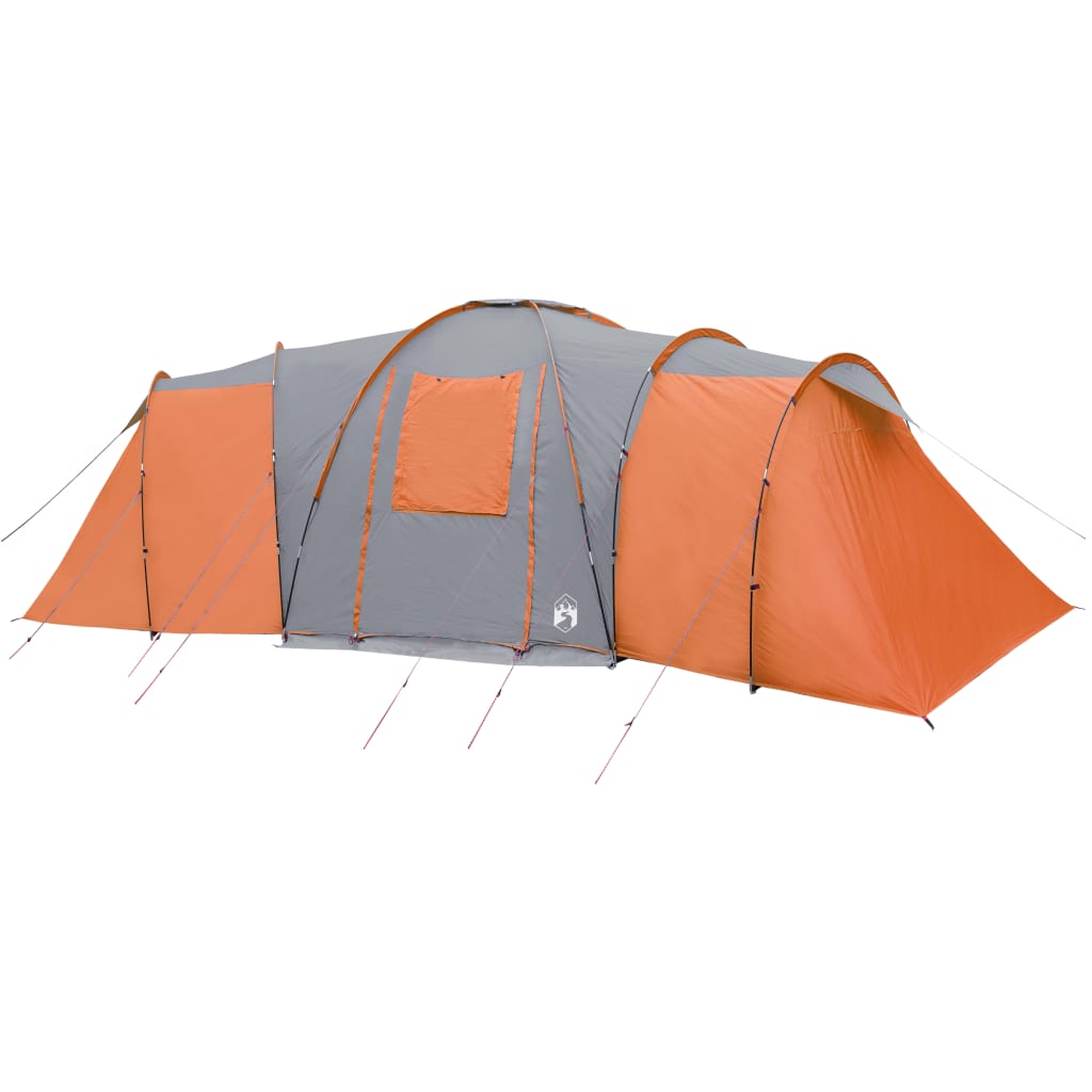 vidaXL Family Tent Dome 12-Person Grey and Orange Waterproof