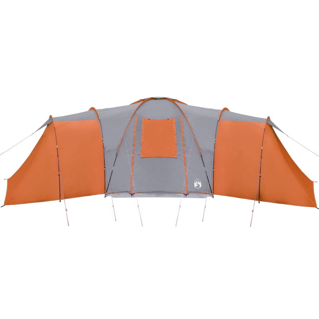 vidaXL Family Tent Dome 12-Person Grey and Orange Waterproof